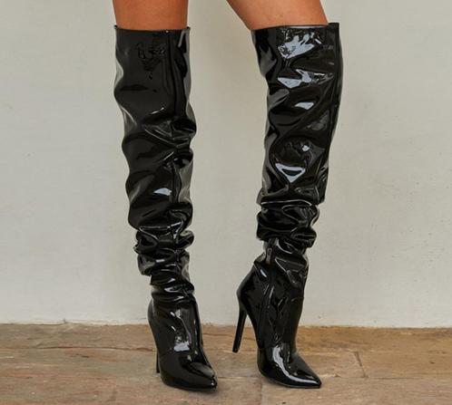 Zwarte lakleer dames overknee laarzen hoge laarzen lak leren, Kleding | Dames, Schoenen, Nieuw, Hoge laarzen, Zwart, Verzenden