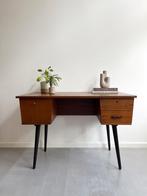 Vintage teakhouten bureau op zwarte pootjes, jaren 60, Ophalen, Gebruikt, Onbekend, Onbekend