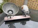 Industriële plafoniere met 2 lampenkappen, Huis en Inrichting, Lampen | Lampenkappen, Rond, Grijs, Ophalen of Verzenden, Zo goed als nieuw