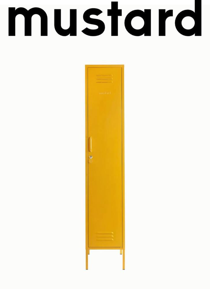 Mosterdgele Metalen Locker - Smal Model Mustad Made, Huis en Inrichting, Kasten | Kledingkasten, Zo goed als nieuw, 150 tot 200 cm