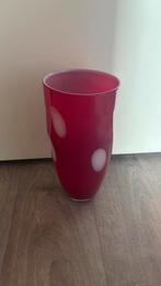 Vaas - Rode glazen vaas met witte stippen, Ophalen, Minder dan 50 cm, Rood, Glas