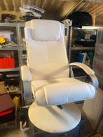 Leren witte stoel met voetensteun, Ophalen, Zo goed als nieuw, Leer
