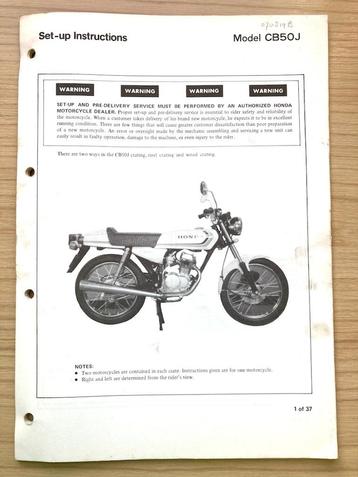 Honda CB50 CB50J Set-up Instructions beschikbaar voor biedingen