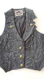 Mandarin & Mint, leren gilet, zwart blauw, Mandarin and Mint, Verzenden, Zwart, Zo goed als nieuw