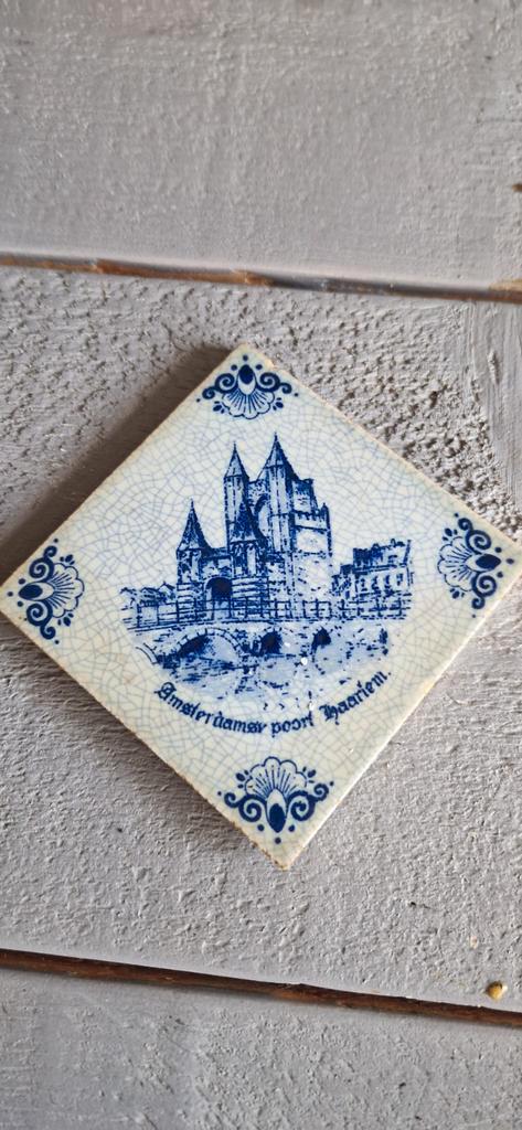 Delfts Blauw Tegel - Amsterdamse Poort Haarlem, Antiek en Kunst, Antiek | Wandborden en Tegels, Ophalen of Verzenden