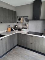 Gewrapte keuken donkergrijs met spoelbak en kraan, Ophalen, Gebruikt, 50 tot 100 cm, Minder dan 100 cm