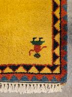 Handgeknoopt oosters wol Gabbeh tapijt modern geel 63x93cm, 50 tot 100 cm, Groen, Zo goed als nieuw, Gabbeh modern oosters vintage HYPE