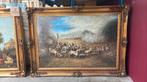 Klassiek schilderij veldslag in vergulde lijst. Topstuk!!, Ophalen of Verzenden