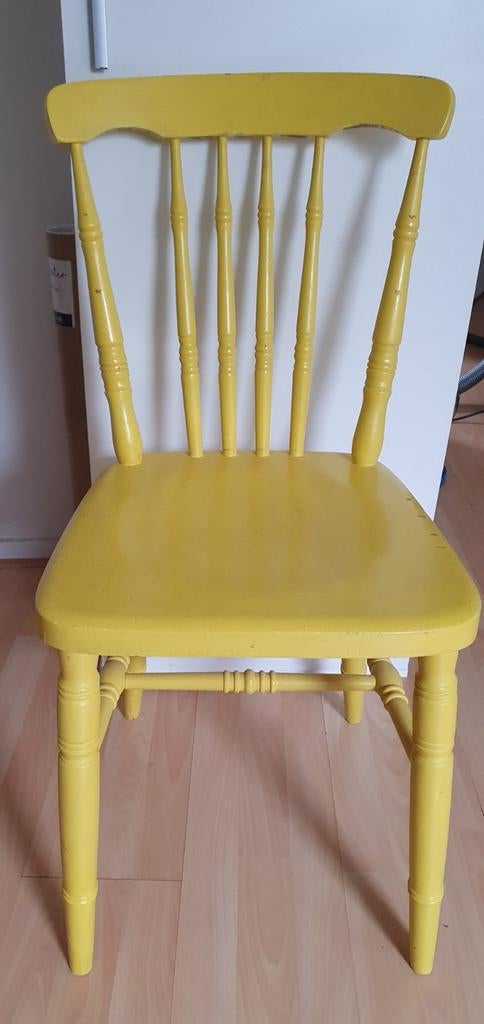 Vintage gele pinstoel, Huis en Inrichting, Stoelen, Ophalen, Gebruikt