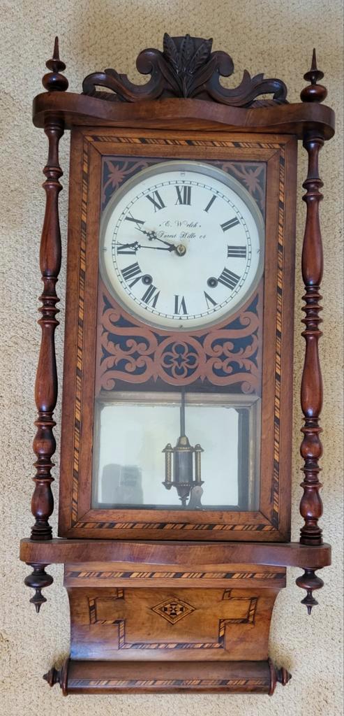 Anitieke Amerikaanse pubklok E. Welch USA €50! 1880 mancave, Antiek en Kunst, Antiek | Klokken, Ophalen