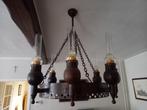 rustieke smeedijzeren hanglamp, Huis en Inrichting, Lampen | Hanglampen, Ophalen, 50 tot 75 cm, Glas, Zo goed als nieuw