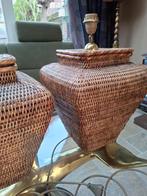 2 Grote Birma Rattan Riet Tafellampen, Ophalen, Overige materialen, Gebruikt, Rieten