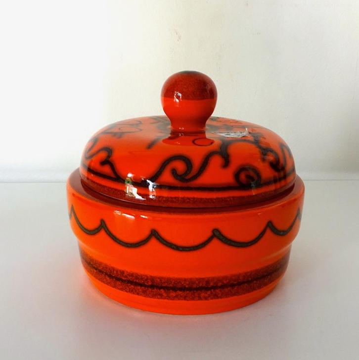 Keramiek pot schaal deksel oranjerood Flora Holland 177-s, Antiek en Kunst, Antiek | Keramiek en Aardewerk, Ophalen of Verzenden