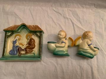 Antiek GoudaHolland  J&M + 2 engeltjes kaarsen vroege 20e   beschikbaar voor biedingen