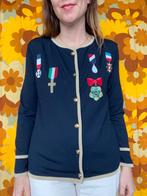 Vintage vest - blauw/marineblauw -wol -embroidery- 38/M, Kleding | Dames, Gedragen, Blauw, Maat 38/40 (M), Vintage