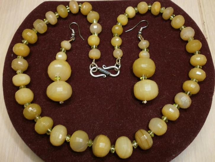 Opaal ketting en oorbellen %100 natuurlijk opaal set 300 Krt, Sieraden, Tassen en Uiterlijk, Antieke sieraden, Ketting, Zilver