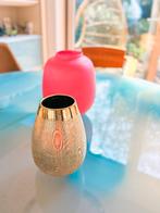 Zara Home Gouden Vaas Mooi Goud Bloempot Decoratie 25 x 17cm, Rond, Zo goed als nieuw, Aardewerk, Tuin