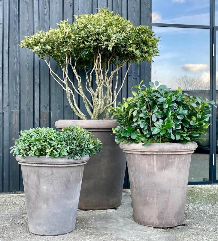 Toscaans aardewerk potten Grigio-Grijs Terracotta pot, Tuin en Terras, Bloempotten, Nieuw, Terracotta, Binnen, Balkon, Tuin, 40 cm of meer