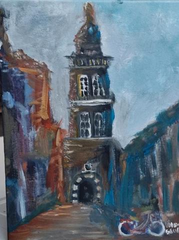Kampen centrum. Acryl op canvas, 2025, 40x30cm beschikbaar voor biedingen