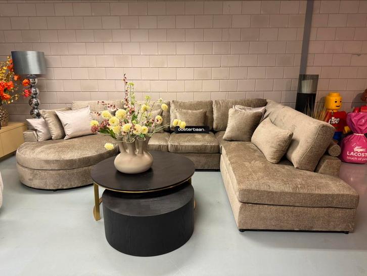 Luxe Velvet Teddy U-bank Nepal Round 180x375x250cm UNIEK, Huis en Inrichting, Banken | Bankstellen, Nieuw, Hoekbank, Vierpersoons of meer