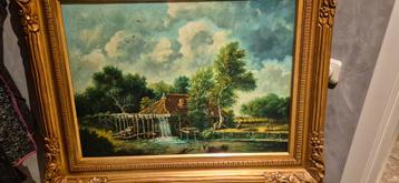 Schilderij Molenlandschap olieverf op doek A.Koek gesigneerd beschikbaar voor biedingen