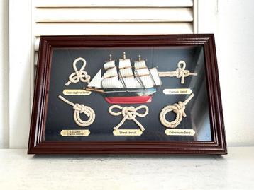 Schilderij diorama scheeps knopen 30x20 cm beschikbaar voor biedingen