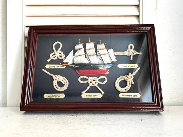 Schilderij diorama scheeps knopen 30x20 cm, Verzamelen, Scheepvaart, Zo goed als nieuw, Ophalen