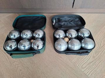 6 metalen jeu de boules ballen in tasje(evt. 2 stuks) beschikbaar voor biedingen