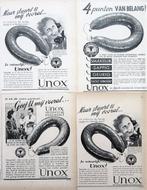 30 vintage advertenties reclames Unox rookworst 39-59 worst, Verzenden, Gebruikt