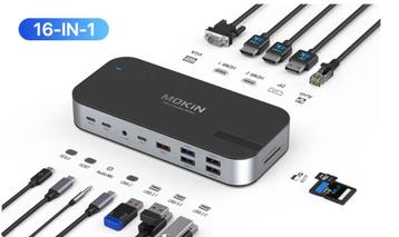 MOKiN 16 IN 1 Laptop Docking Station Triple Monitor beschikbaar voor biedingen