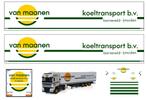 Vrachtauto decal 1:50 van Maanen koeltransport, Hobby en Vrije tijd, Modelauto's | 1:50, Verzenden, Nieuw, Bus of Vrachtwagen