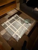 Zware glazen salontafel op stevige glazen wielen, Huis en Inrichting, Ophalen, Gebruikt, 100 tot 150 cm, 50 tot 100 cm