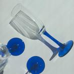 Champagne glazen met blauwe voet , set van 4, Ophalen of Verzenden