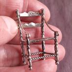 Zilveren Miniatuur Stoel met Rieten Zitting, Verzenden