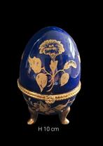 Blauw Ei met Gouden Bloemen Decoratie, Ophalen of Verzenden