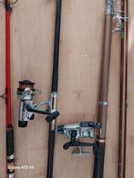 4 hengels met 2 molens werphengels, Watersport en Boten, Hengelsport | Zeevissen, Ophalen, Zo goed als nieuw, Werphengel