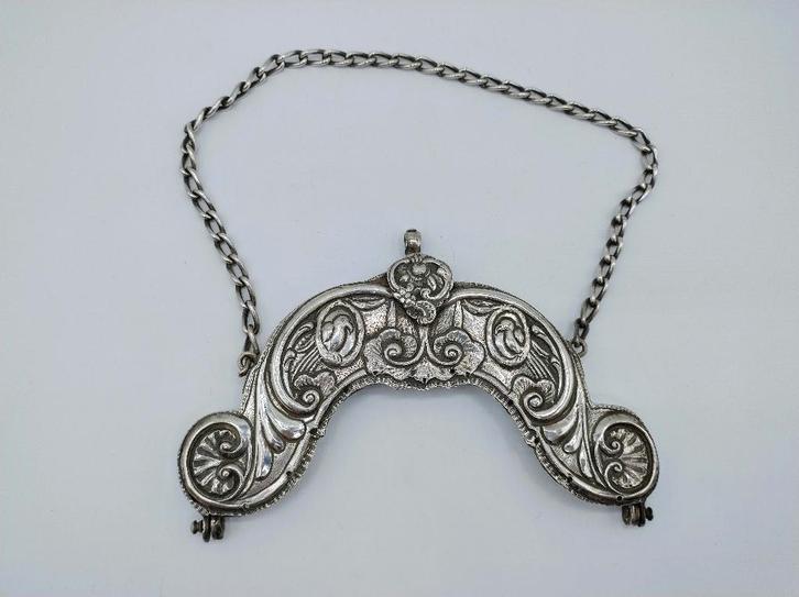 Zilveren tasbeugel met ketting, H.Hubert, Groningen, 1790, Antiek en Kunst, Antiek | Goud en Zilver, Zilver, Verzenden