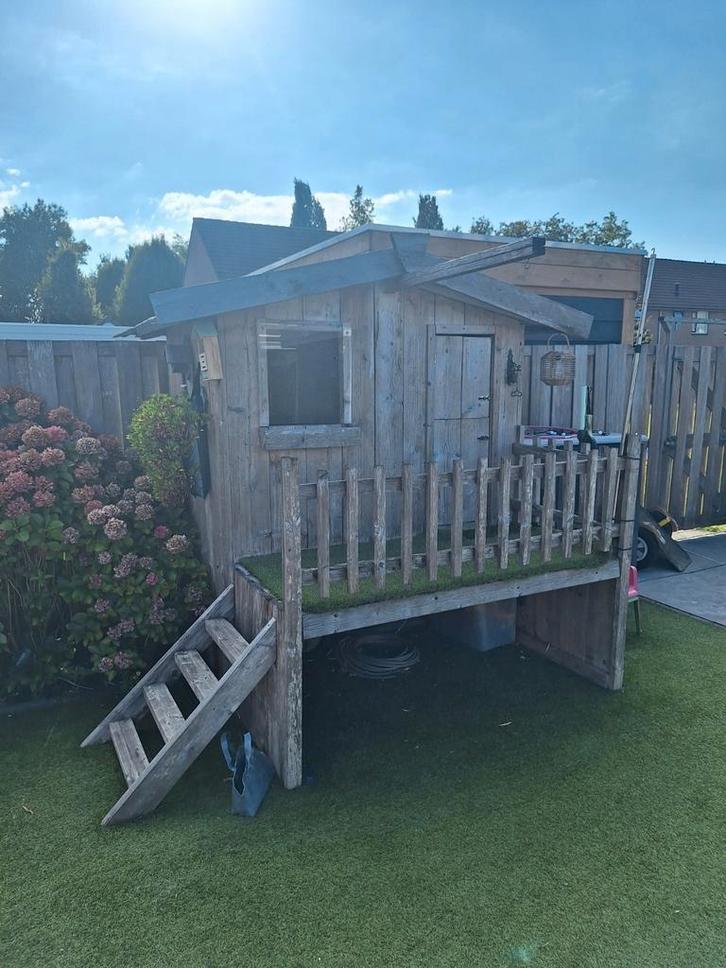 Speelhuisje steigerhout. Epdm dakbedekking., Tuin en Terras, Tuinhuizen, Zo goed als nieuw, Hout, 200 tot 400 cm, Ophalen of Verzenden