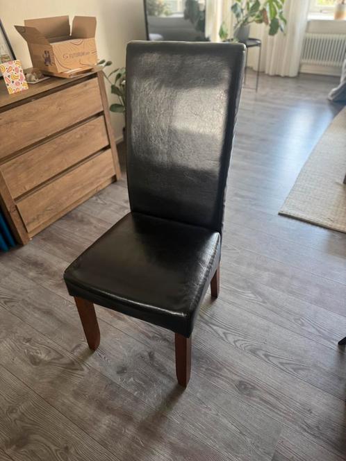 4 Eetkamer stoelen, Huis en Inrichting, Stoelen, Gebruikt, Vier, Overige materialen, Zwart, Ophalen