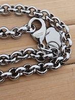 Rvs stalen rolo schakelkertting 60 cm, Sieraden, Tassen en Uiterlijk, Kettingen, Ophalen of Verzenden, Nieuw, Zilver, Overige materialen