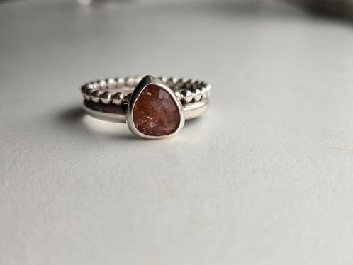 Zilveren ring met zonnesteen, handgemaakt, Sieraden, Tassen en Uiterlijk, Ringen, Nieuw, Dame, Zilver, Zilver, Verzenden