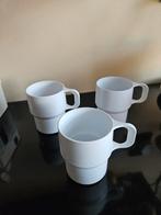 3 witte mokken voor de camping, Ophalen of Verzenden, Gebruikt