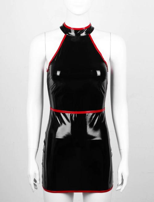 Zwarte rode wetlook jurk jurkje lak leer lakleer sexy, Kleding | Dames, Jurken, Nieuw, Zwart, Boven de knie, Verzenden