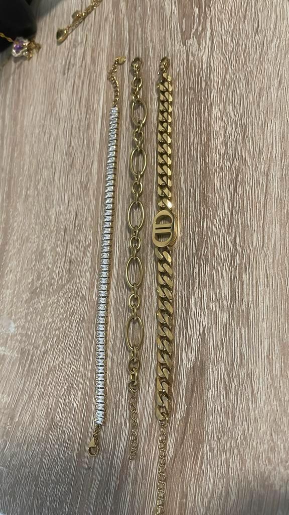 Prachtige armbad set rvs!, Sieraden, Tassen en Uiterlijk, Armbanden, Zo goed als nieuw, Staal, Goud, Met strass, Ophalen of Verzenden
