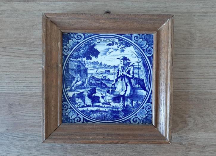 De Landman - Beroepentegel Jan Luyken - Delfts Blauw, Antiek en Kunst, Antiek | Wandborden en Tegels, Ophalen of Verzenden