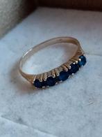 Prachtige vintage gouden rijring met 5 saffieren, Sieraden, Tassen en Uiterlijk, Antieke sieraden, Ophalen of Verzenden, Goud