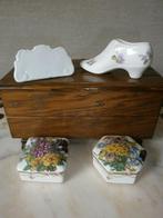 Vintage Engelse dekseldoosjes, schoentje, menubordje Bavaria, Ophalen of Verzenden