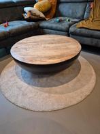 Ronde Mango Salontafel 90 cm, met Stalen Onderstel, Huis en Inrichting, Tafels | Salontafels, Ophalen, Gebruikt, 50 tot 100 cm
