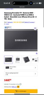 SAMSUNG T7 - 2 TB Externe SSD, Computers en Software, Harde schijven, Ophalen, Intern, SSD, Nieuw