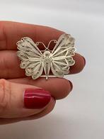H770 Prachtige zilveren filigrain broche vlinder, 4 tot 7 cm, Ophalen of Verzenden, Zilver, Zilver